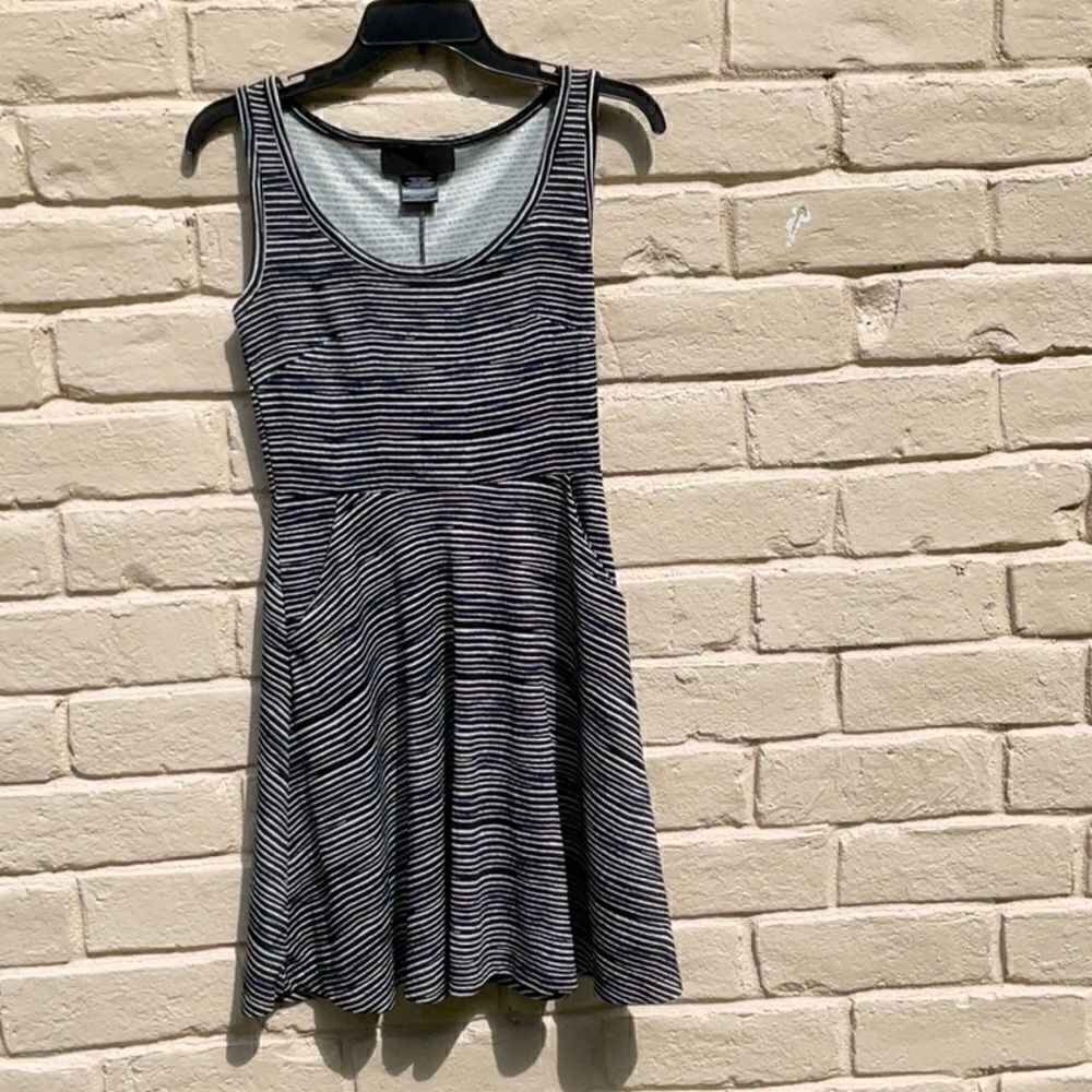 Kardashians Kollection Blue Wave Stripe Casual Dress, Size-XS